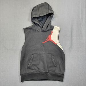 Air Jordan Jumpman Logo Sleeveless Hoodie Boys Youth Medium Kangaroo Pouch